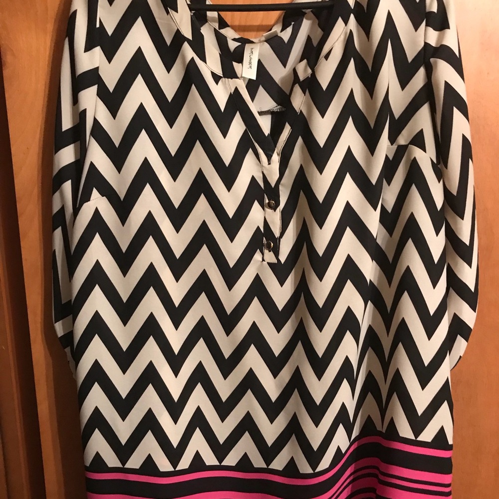 Plus Size Tacera Chevron Blouse
